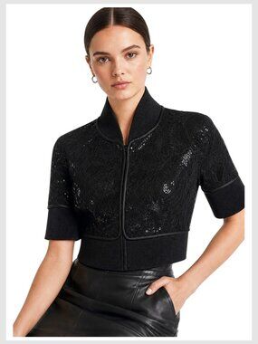Vivienne Tam Cropped Jacket Black Sequin Bolero 2